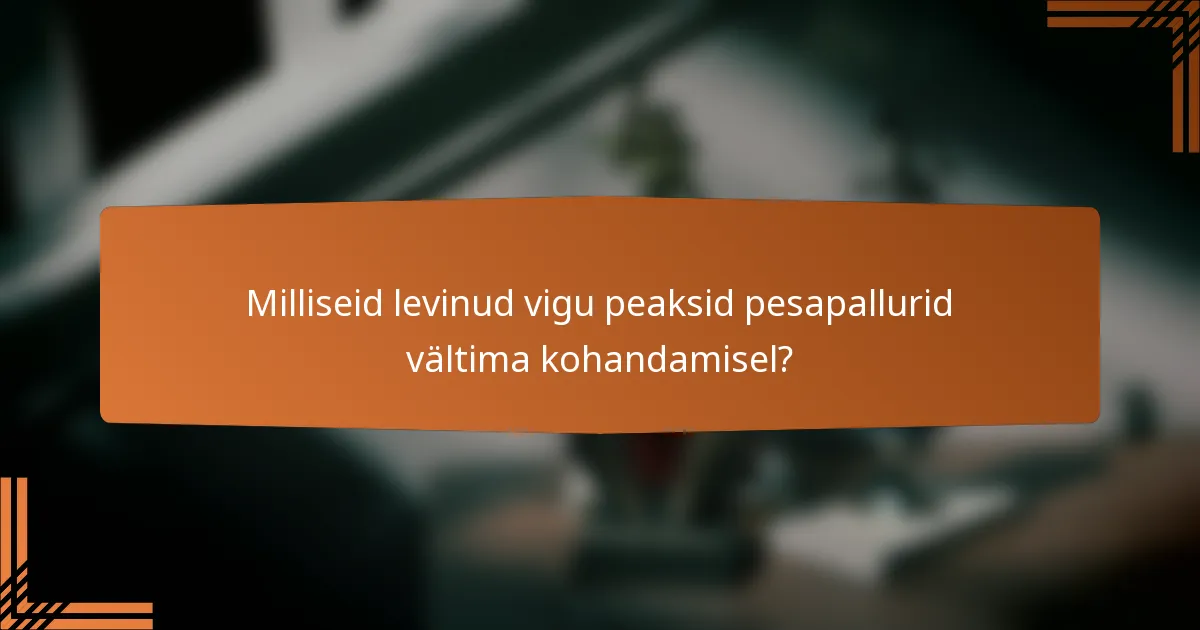 Milliseid levinud vigu peaksid pesapallurid vältima kohandamisel?